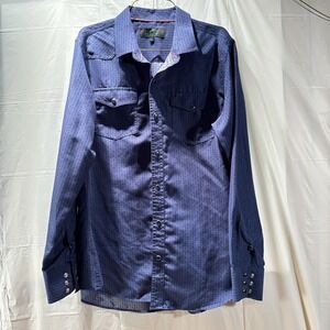 Cavalry Men's Navy  / Black Tiny Geometric‎ Snap Button Western Shirt Size Large